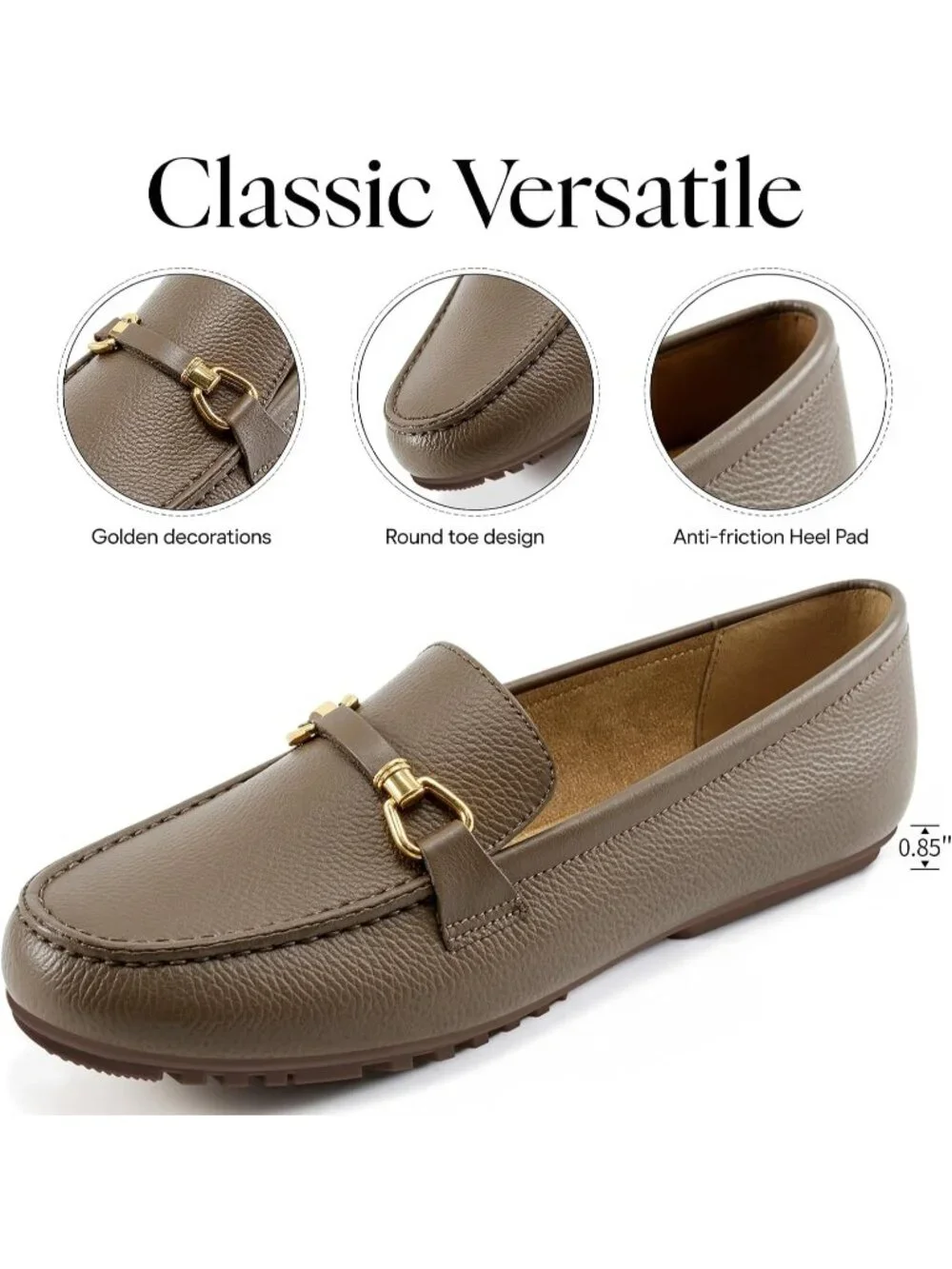 Women's Grey Faux Leather Comfortable Casual Moccasins Flexible Flats Shoes
